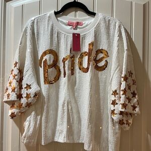 💖NEW💖. Simply Southern White Full Sequin “Bride” Top